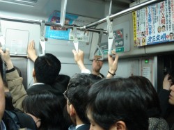Packed train in Tokyo